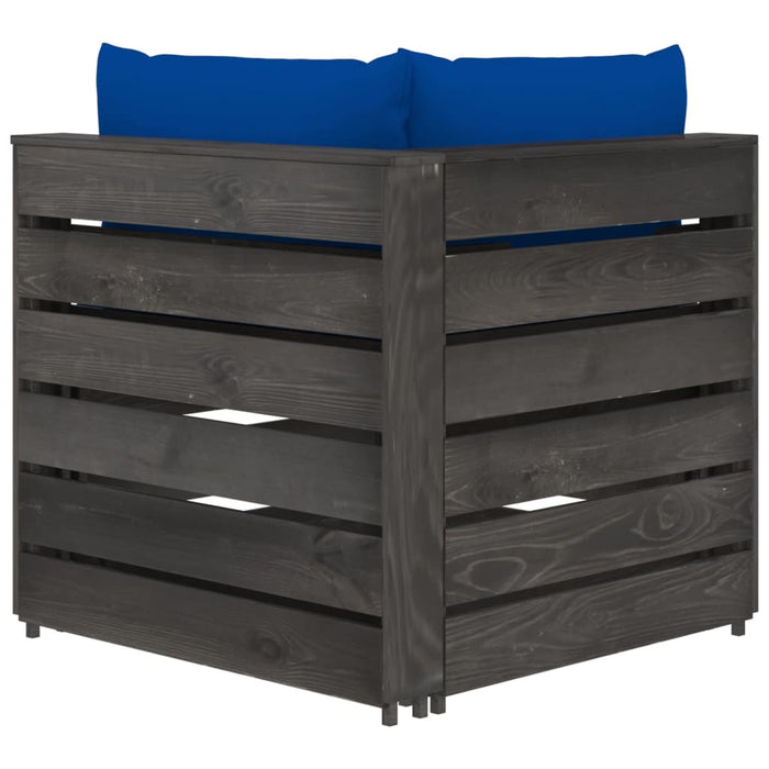 Divano Angolare Modulare con Cuscini in Legno Impregnato Grigio cod mxl 64745