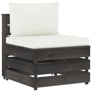 Divano Centrale Modulare con Cuscini in Legno Impregnato Grigiocod mxl 96621