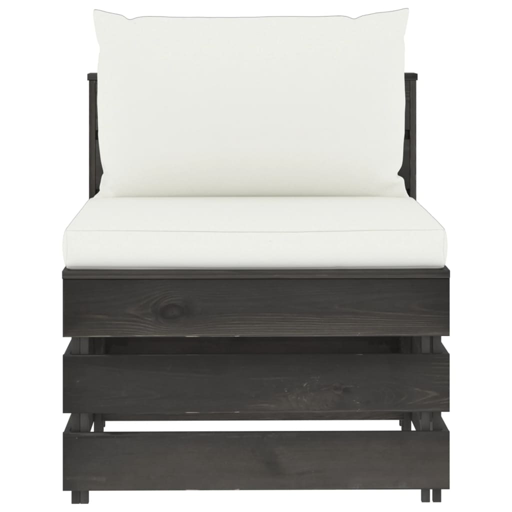 Divano Centrale Modulare con Cuscini in Legno Impregnato Grigio 3068122