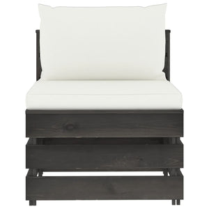 Divano Centrale Modulare con Cuscini in Legno Impregnato Grigio 3068122