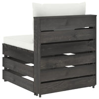 Divano Centrale Modulare con Cuscini in Legno Impregnato Grigio 3068122