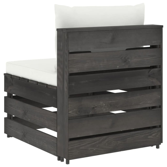 Divano Centrale Modulare con Cuscini in Legno Impregnato Grigio 3068122