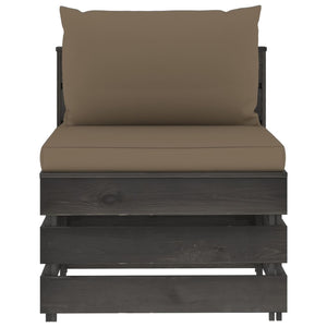 Divano Centrale Modulare con Cuscini in Legno Impregnato Grigio 3068128