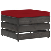 Ottomana Modulare con Cuscino in Legno Impregnato Grigiocod mxl 96622