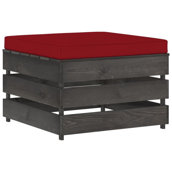 Ottomana Modulare con Cuscino in Legno Impregnato Grigiocod mxl 96622