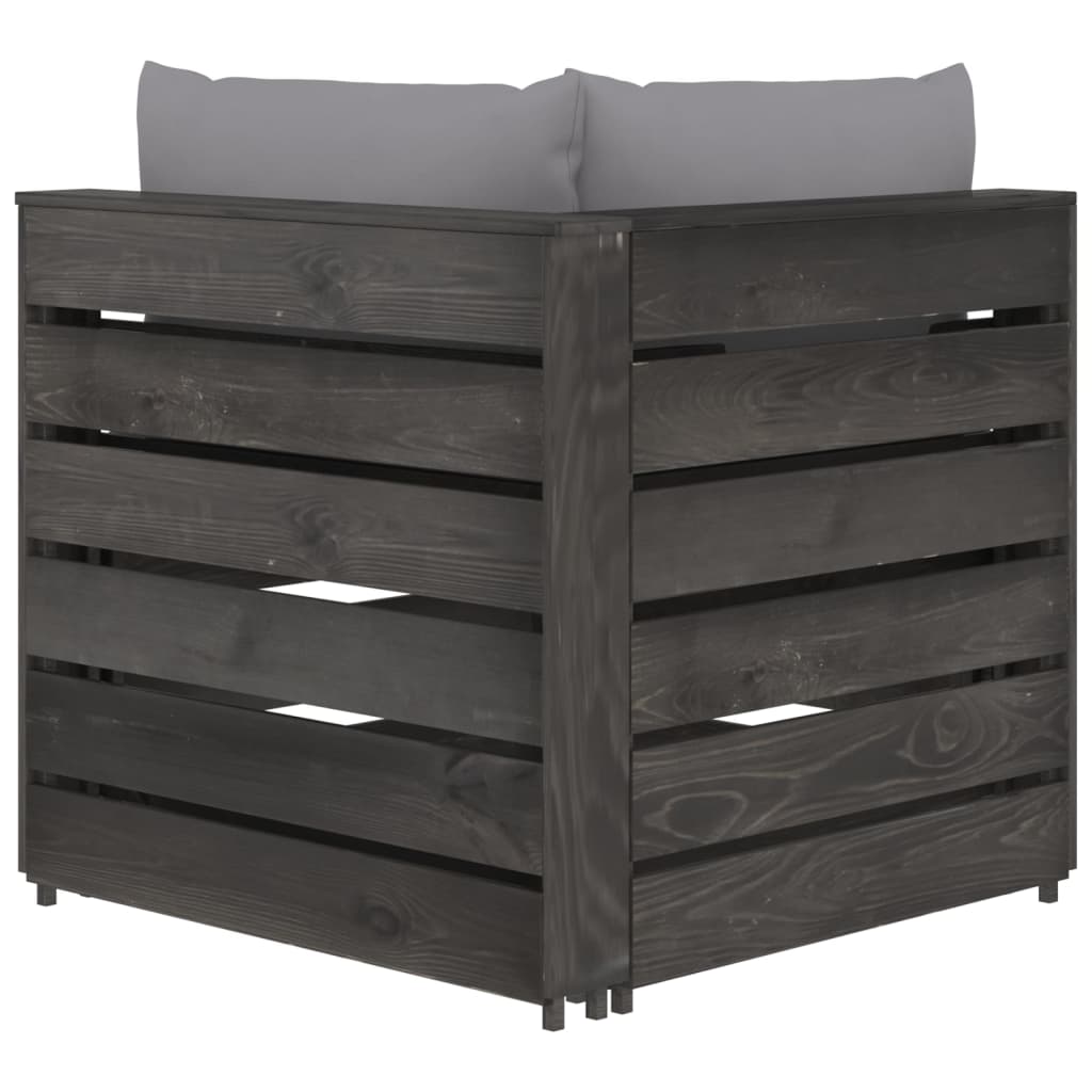 Divano da Giardino 2 Posti con Cuscini Legno Impregnato Grigio 3068157