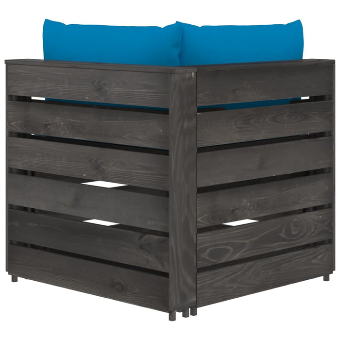 Divano da Giardino 2 Posti con Cuscini Legno Impregnato Grigio 3068160