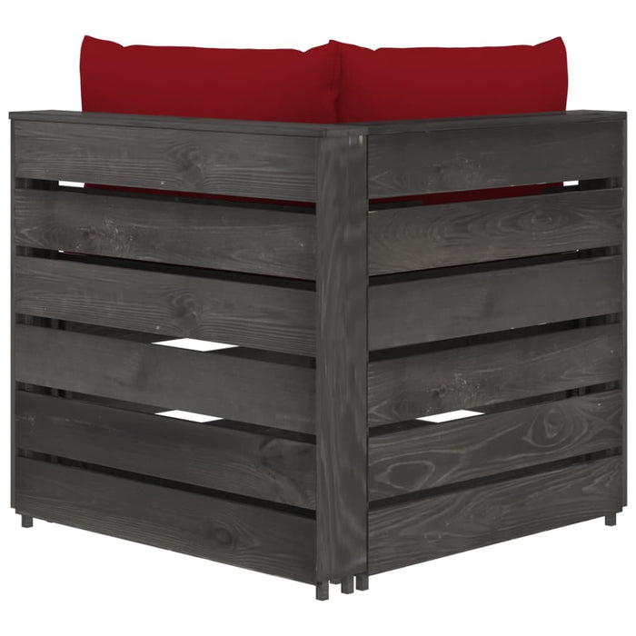 Divano da Giardino 2 Posti con Cuscini Legno Impregnato Grigio 3068165