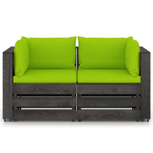 Divano da Giardino 2 Posti con Cuscini Legno Impregnato Grigio 3068167