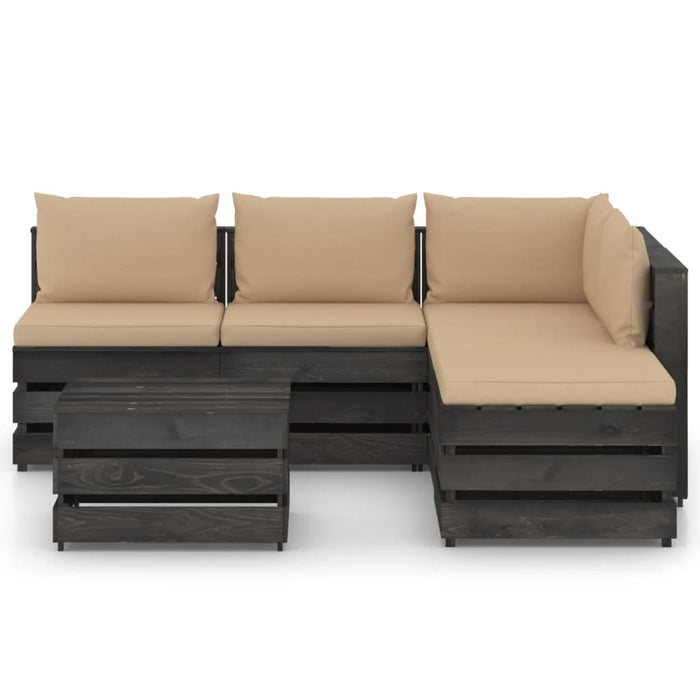 Set Divani da Giardino con Cuscini 6 pz Legno Impregnato Grigio cod mxl 43961