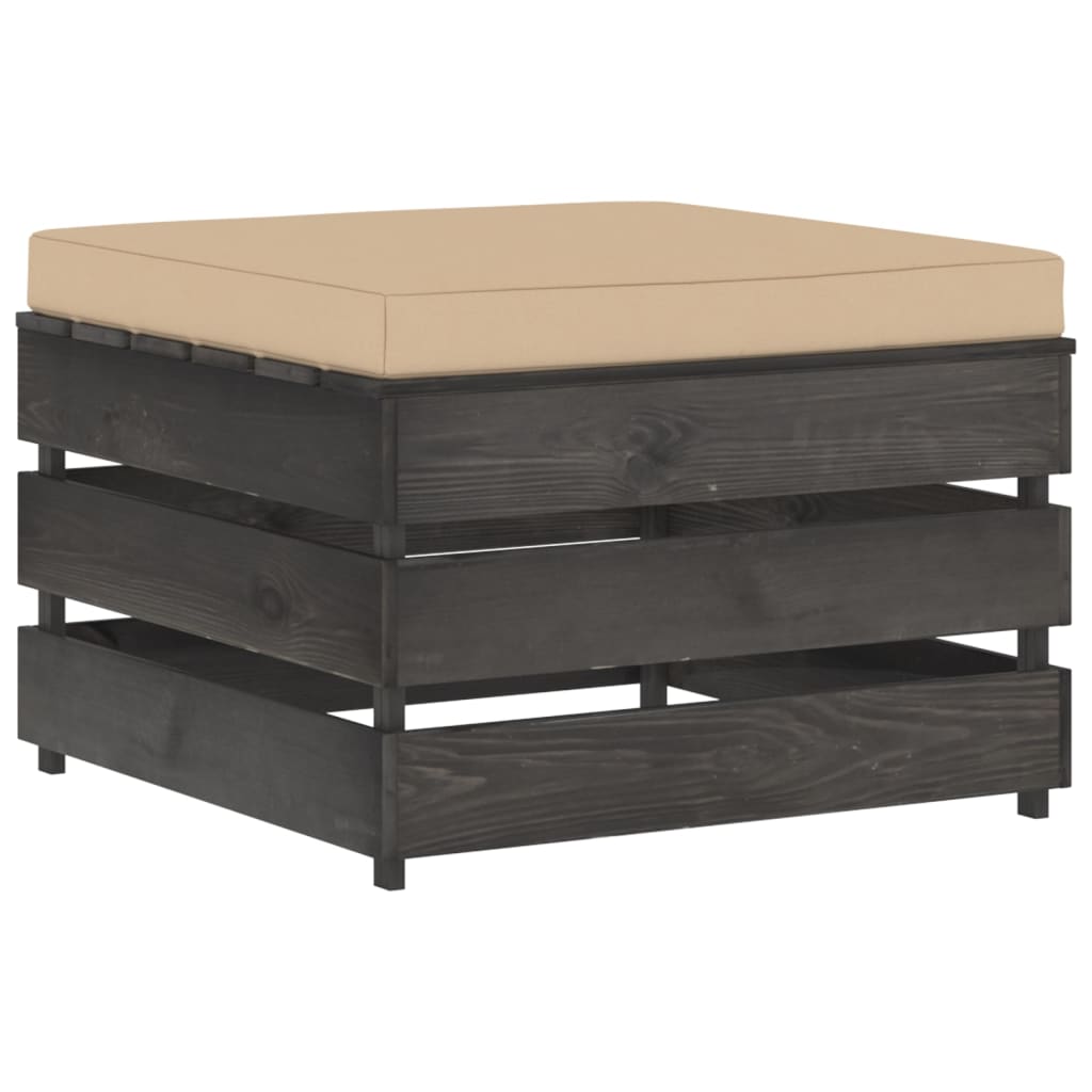 Set Divani da Giardino con Cuscini 7 pz Legno Impregnato Grigio 3068339