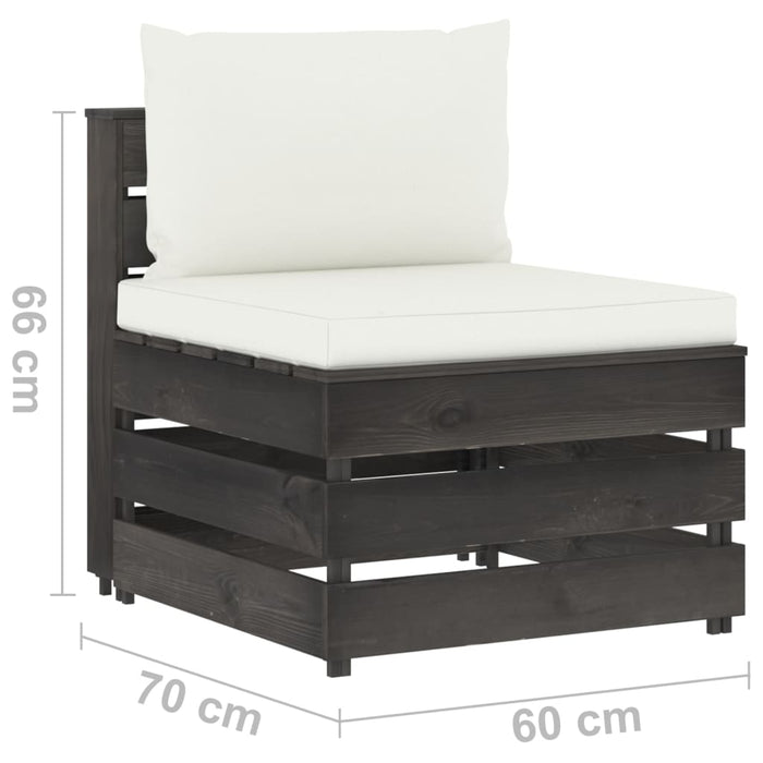 Set Salotto Giardino con Cuscini 11 pz Legno Impregnato Grigio 3068422