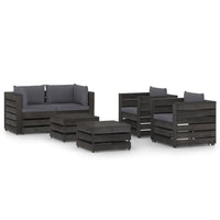 Set Divani da Giardino con Cuscini 6 pz Legno Impregnato Grigio cod mxl 51153