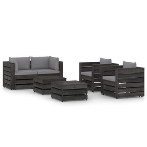 Set Divani da Giardino con Cuscini 6 pz Legno Impregnato Grigio cod mxl 43372