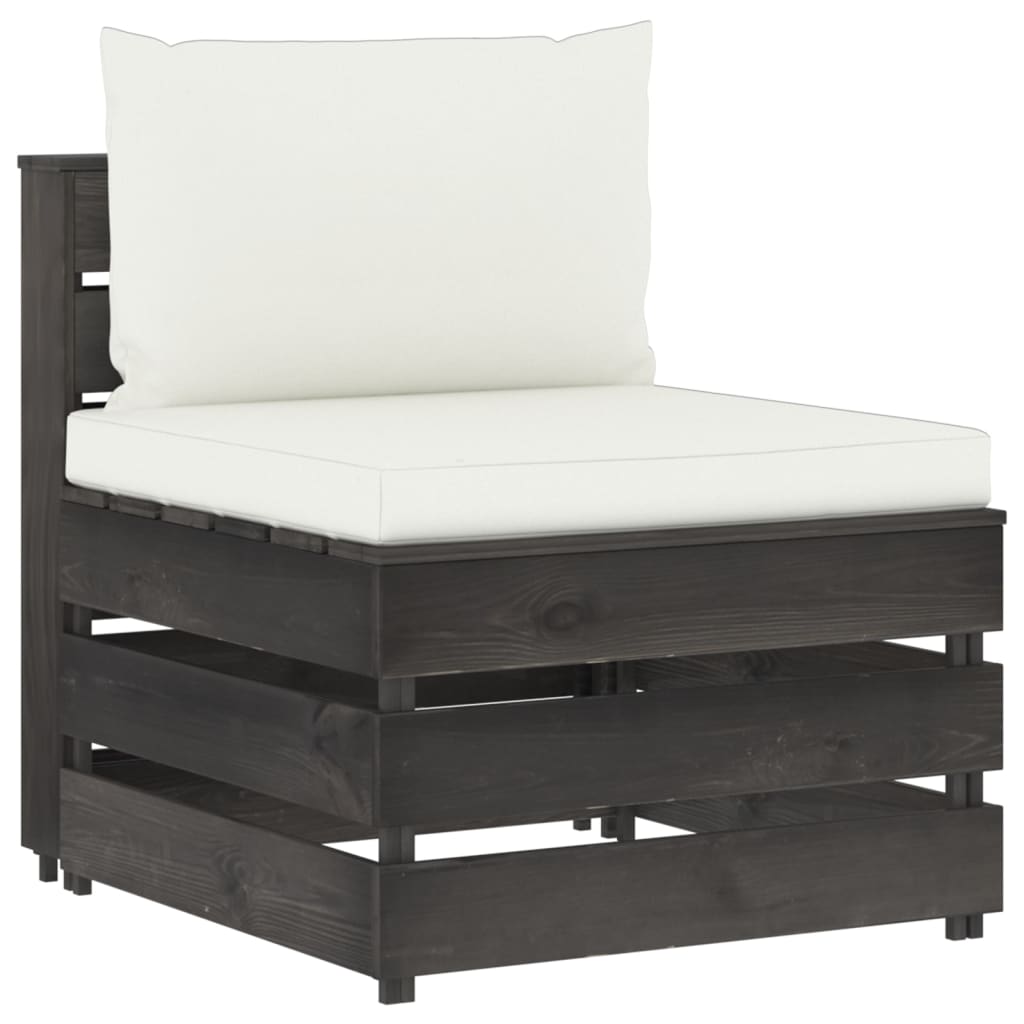 Set Salotto Giardino con Cuscini 12 pz Legno Impregnato Grigio 3068506