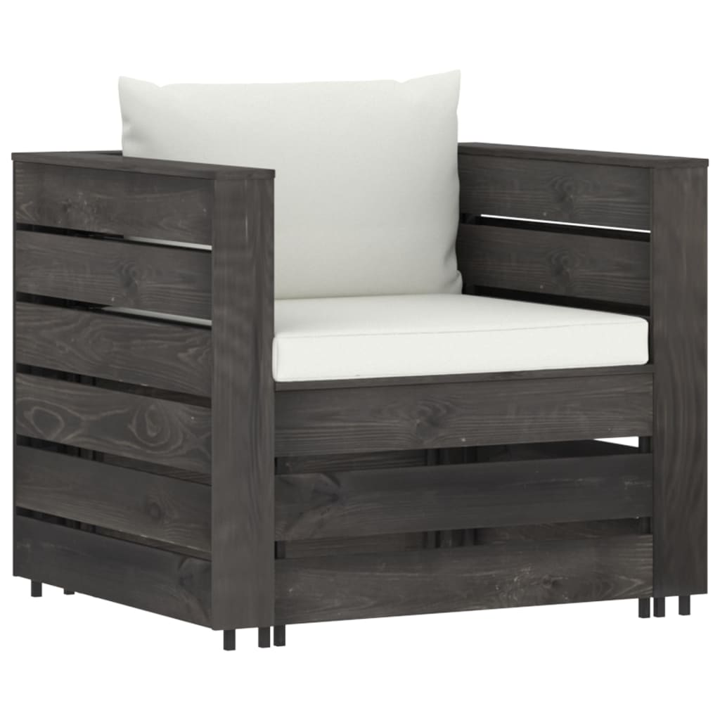 Set Salotto Giardino con Cuscini 12 pz Legno Impregnato Grigio 3068506