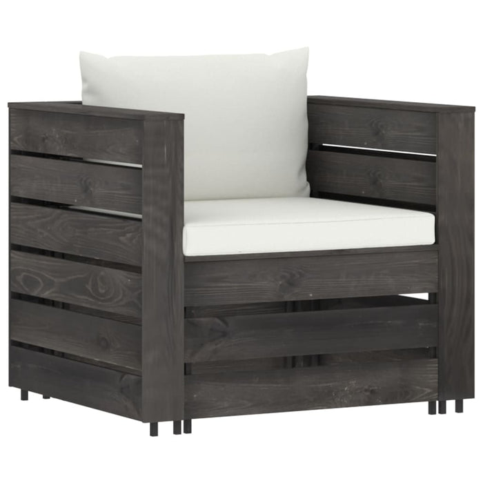 Set Salotto Giardino con Cuscini 12 pz Legno Impregnato Grigio 3068506