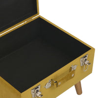 Sgabello con Contenitore 40 cm Giallo Senape in Velluto 329252