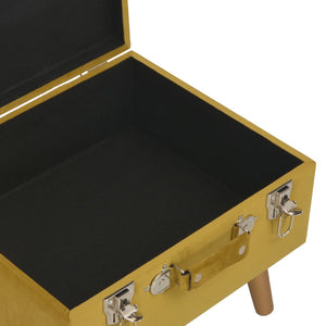 Sgabello con Contenitore 40 cm Giallo Senape in Velluto 329252