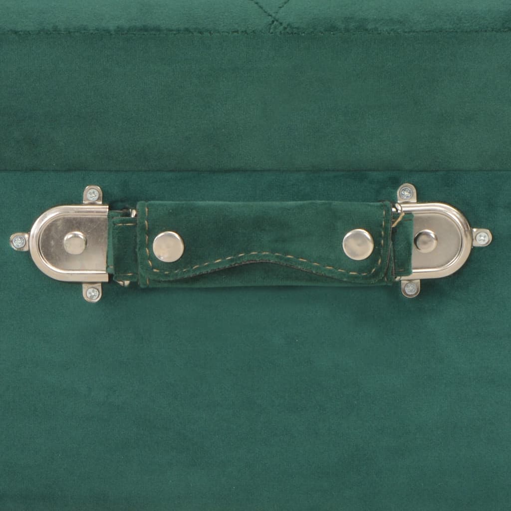 Sgabelli con Contenitore 3 pz in Velluto Verde 329254