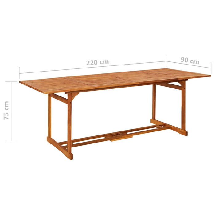 Tavolo da Pranzo per Esterni 220x90x75cm Legno Massello Acacia cod mxl 34144