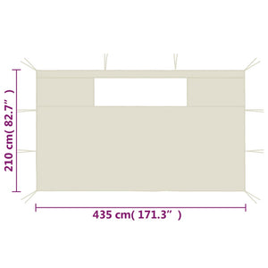 Pareti con Finestre per Gazebo 2 pz Crema cod mxl 73190