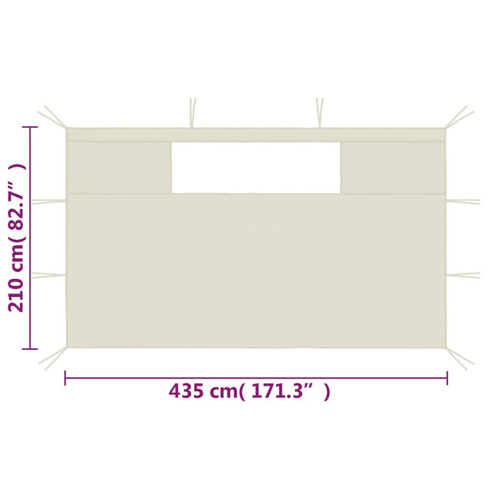 Pareti con Finestre per Gazebo 2 pz Crema cod mxl 73190
