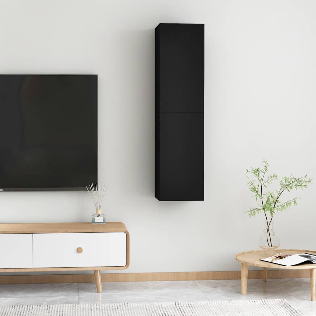 Mobili TV 2 pz Neri 30,5x30x60 cm in Legno Multistrato 803329