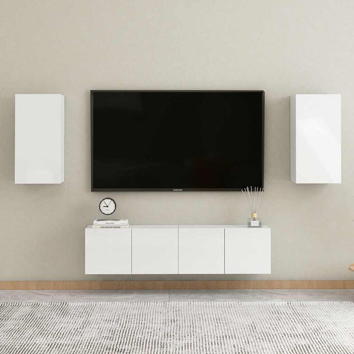 Mobili TV 2pz Bianco Lucido 30,5x30x60 cm Legno Multistrato 803339