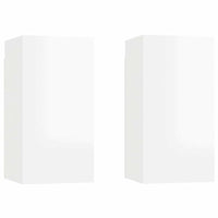 Mobili TV 2pz Bianco Lucido 30,5x30x60 cm Legno Multistrato 803339