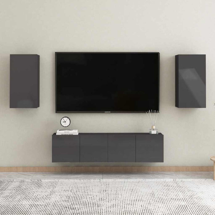 Mobile Porta TV Grigio Lucido 30,5x30x60 cm Legno Multistrato 803342