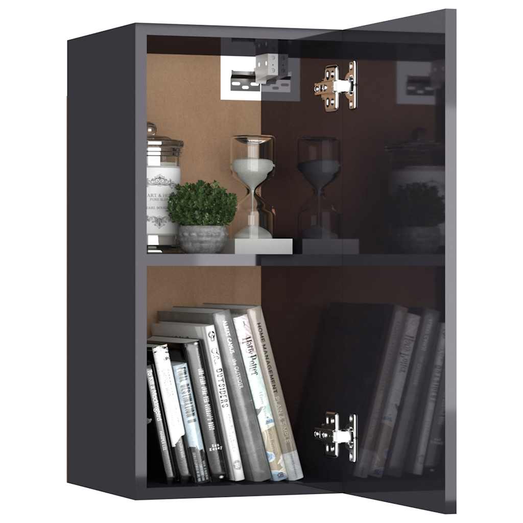 Mobile Porta TV Grigio Lucido 30,5x30x60 cm Legno Multistrato 803342
