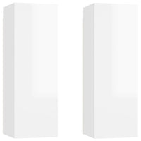 Mobili TV 2pz Bianco Lucido 30,5x30x90 cm Legno Multistrato 803357