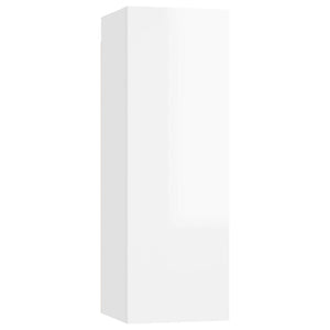 Mobili TV 2pz Bianco Lucido 30,5x30x90 cm Legno Multistrato 803357