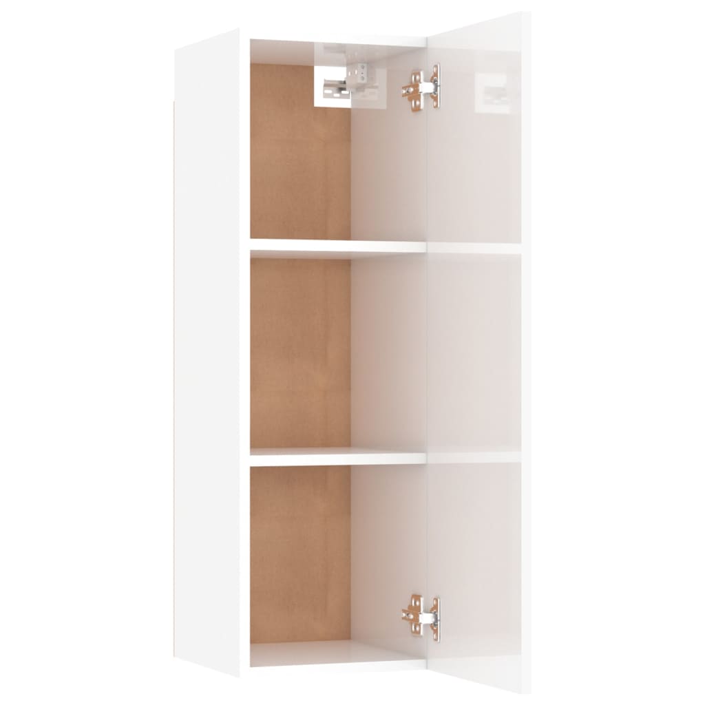 Mobili TV 2pz Bianco Lucido 30,5x30x90 cm Legno Multistrato 803357