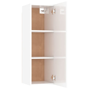 Mobili TV 2pz Bianco Lucido 30,5x30x90 cm Legno Multistrato 803357