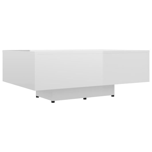 Tavolino da Salotto Bianco Lucido 85x55x31 cm Legno Multistrato 803386