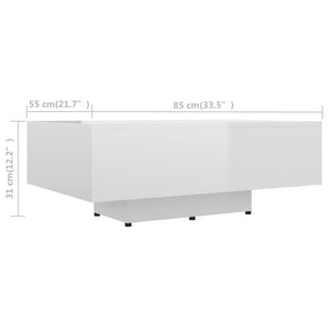 Tavolino da Salotto Bianco Lucido 85x55x31 cm Legno Multistrato 803386