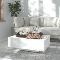 Tavolino da Salotto Bianco Lucido 85x55x31 cm Legno Multistrato 803386