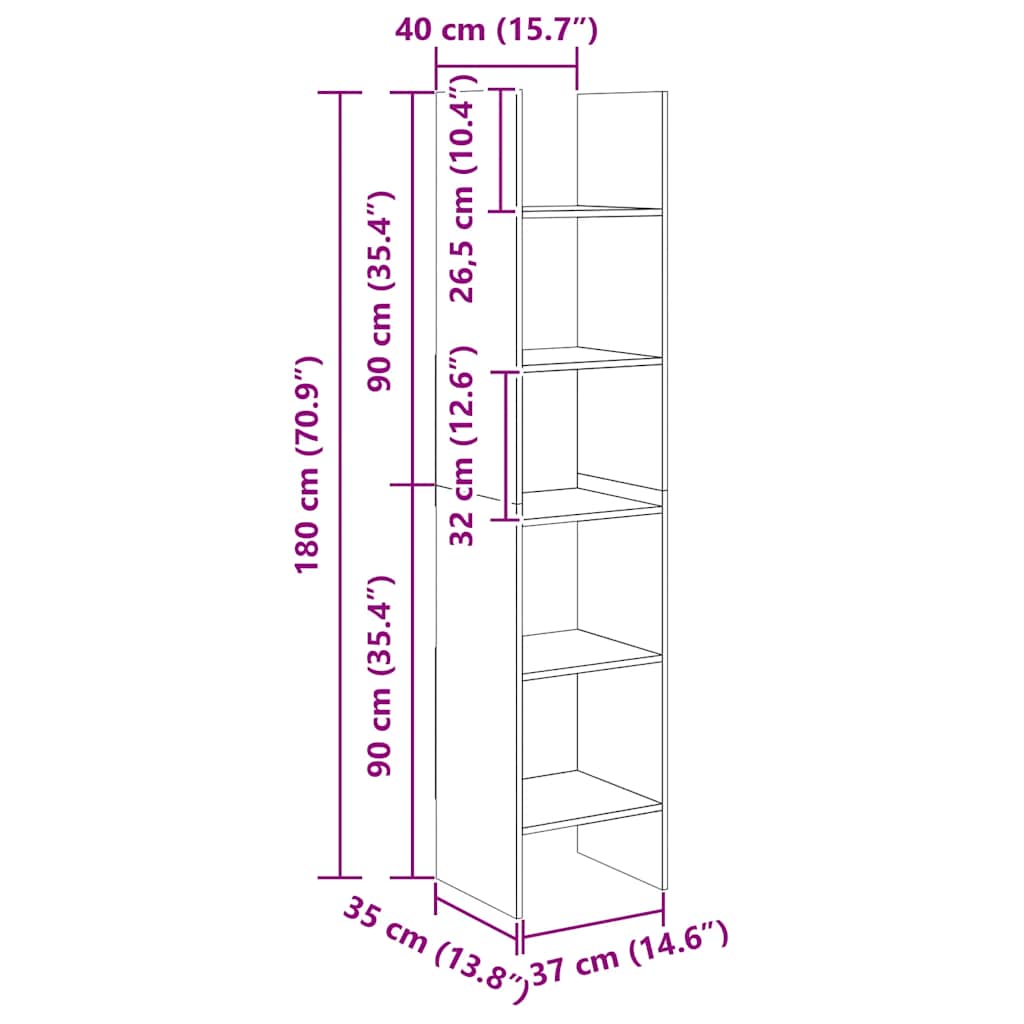 Libreria Nera 40x35x180 cm in Truciolato cod mxl 61375