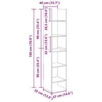 Libreria Nera 40x35x180 cm in Truciolato cod mxl 61375