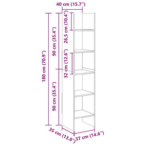 Libreria Nera 40x35x180 cm in Truciolato cod mxl 61375