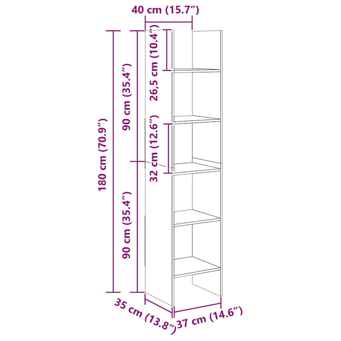 Libreria Nera 40x35x180 cm in Truciolato cod mxl 61375