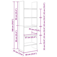 Libreria Bianca 60x35x180 cm in Legno Multistrato 803407