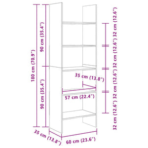 Libreria Bianca 60x35x180 cm in Legno Multistrato 803407