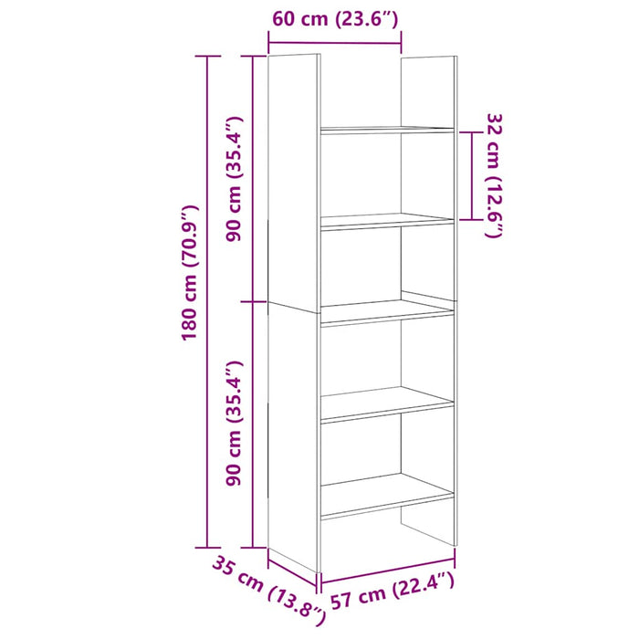 Libreria Grigio Cemento 60x35x180 cm in Legno Multistrato 803411
