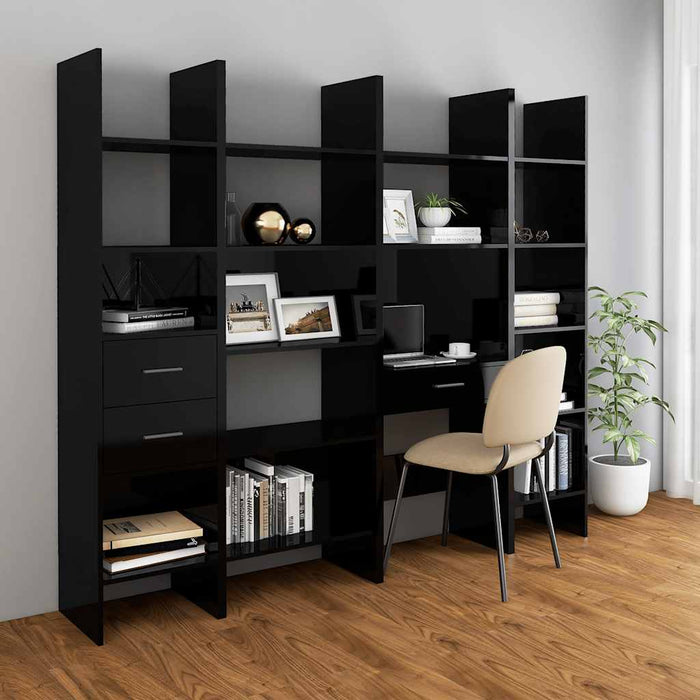 Libreria Nero Lucido 60x35x180 cm in Legno Multistrato 803432