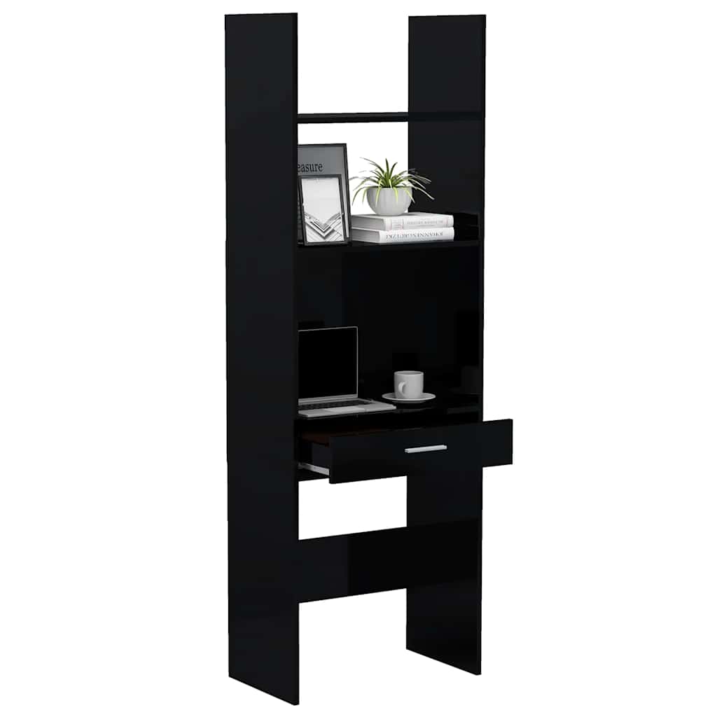Libreria Nero Lucido 60x35x180 cm in Legno Multistrato 803432