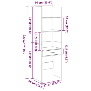 Libreria Nero Lucido 60x35x180 cm in Legno Multistrato 803432