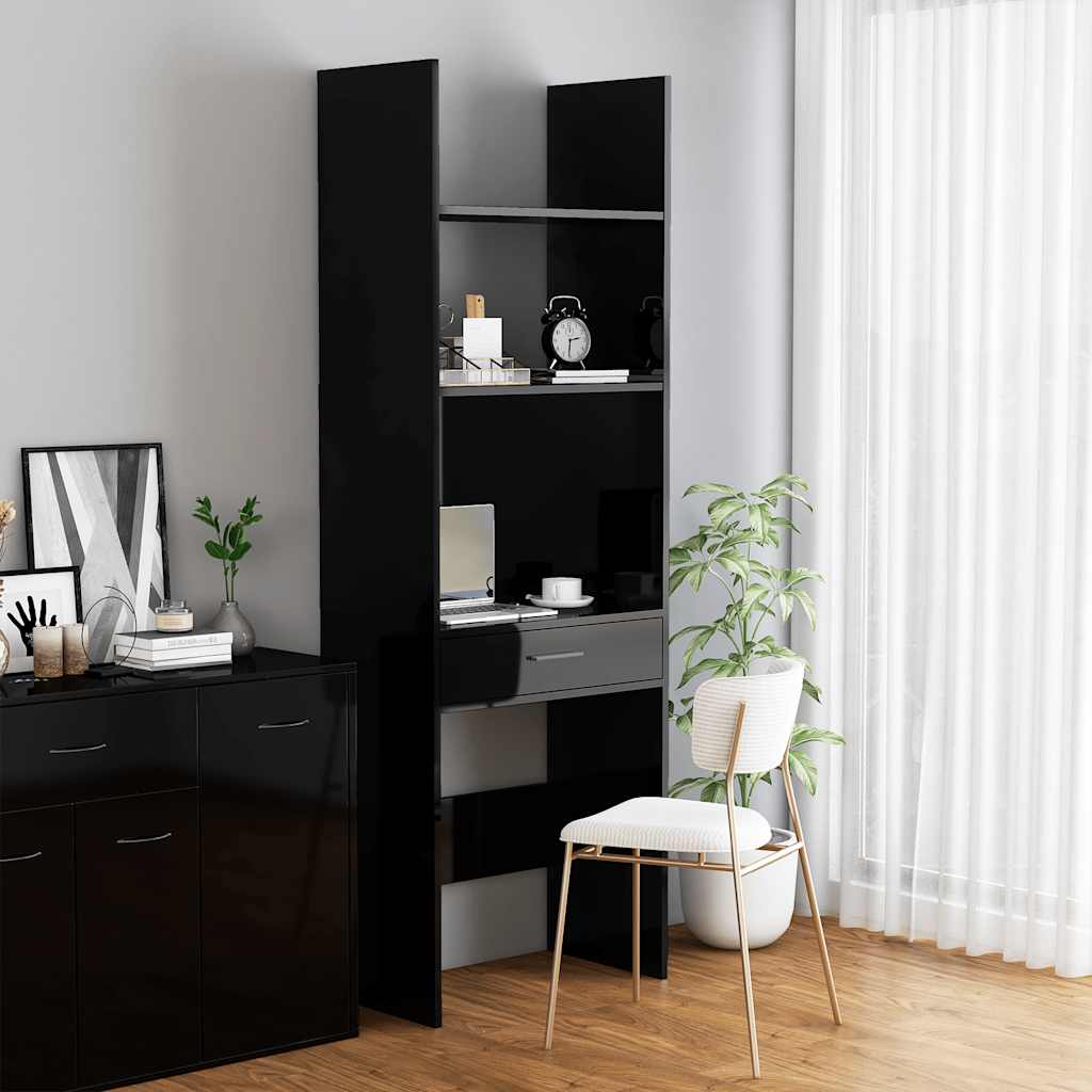 Libreria Nero Lucido 60x35x180 cm in Legno Multistrato 803432